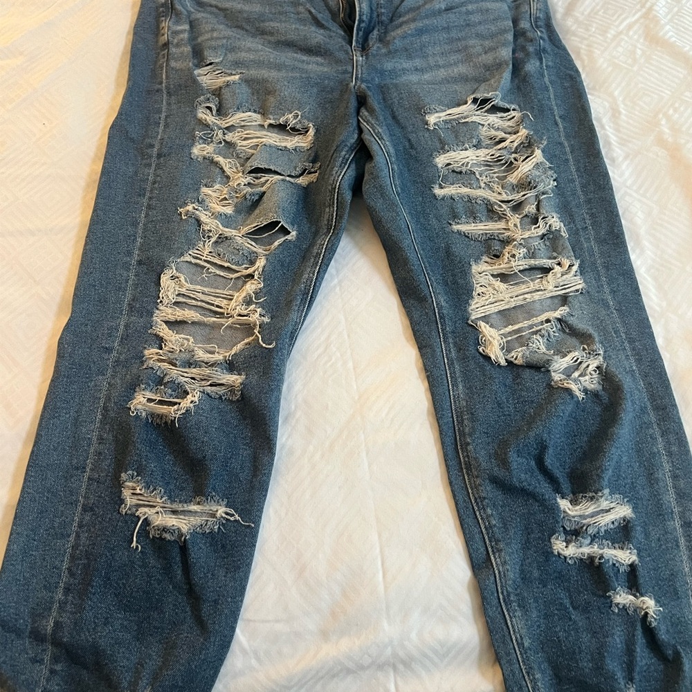 American Eagle Outfitters Ripped Blue Boyfriend Jeans